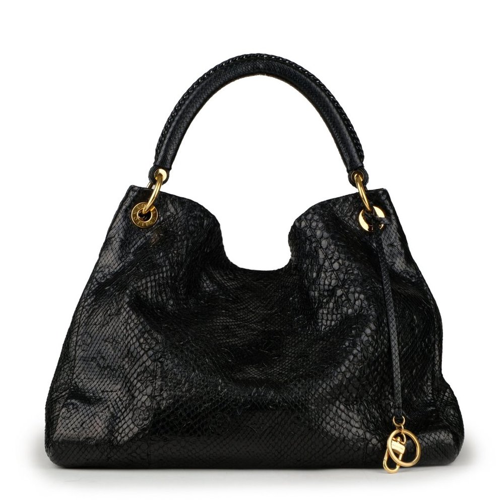 $12600 LOUIS VUITTON Artsy MM Black Monogram Python Leather